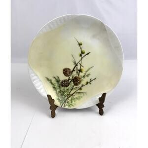 Antique H & C‎ Haviland Limoges 7 1/4" Pinecones Yellow Gradient Porcelain Plate